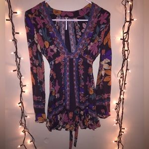 Free People floral long sleeve tunic